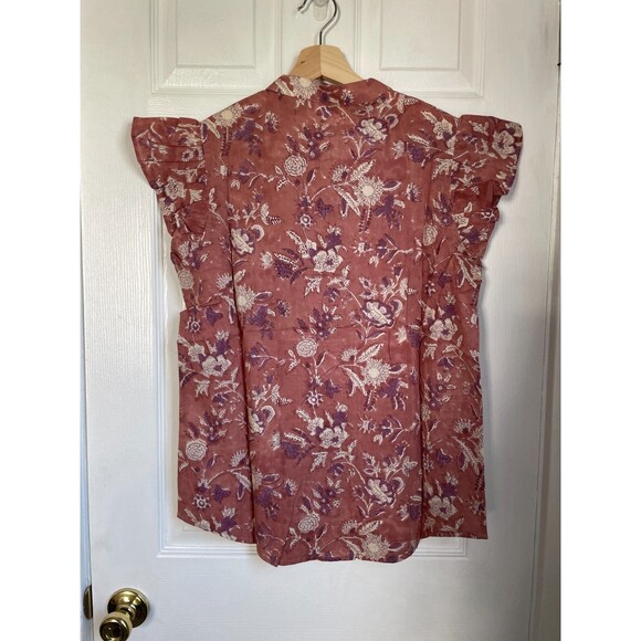 Perry Walker Collective Shirt Womens 3 Celia Blouse top Pink Floral Button - Picture 6 of 9